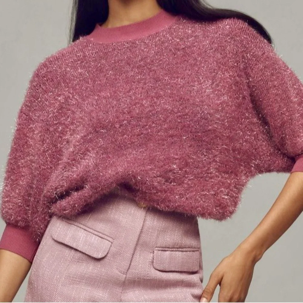 Anthropologie Maeve Pink Fuzzy Sweater Size XXS - Picture 1 of 10